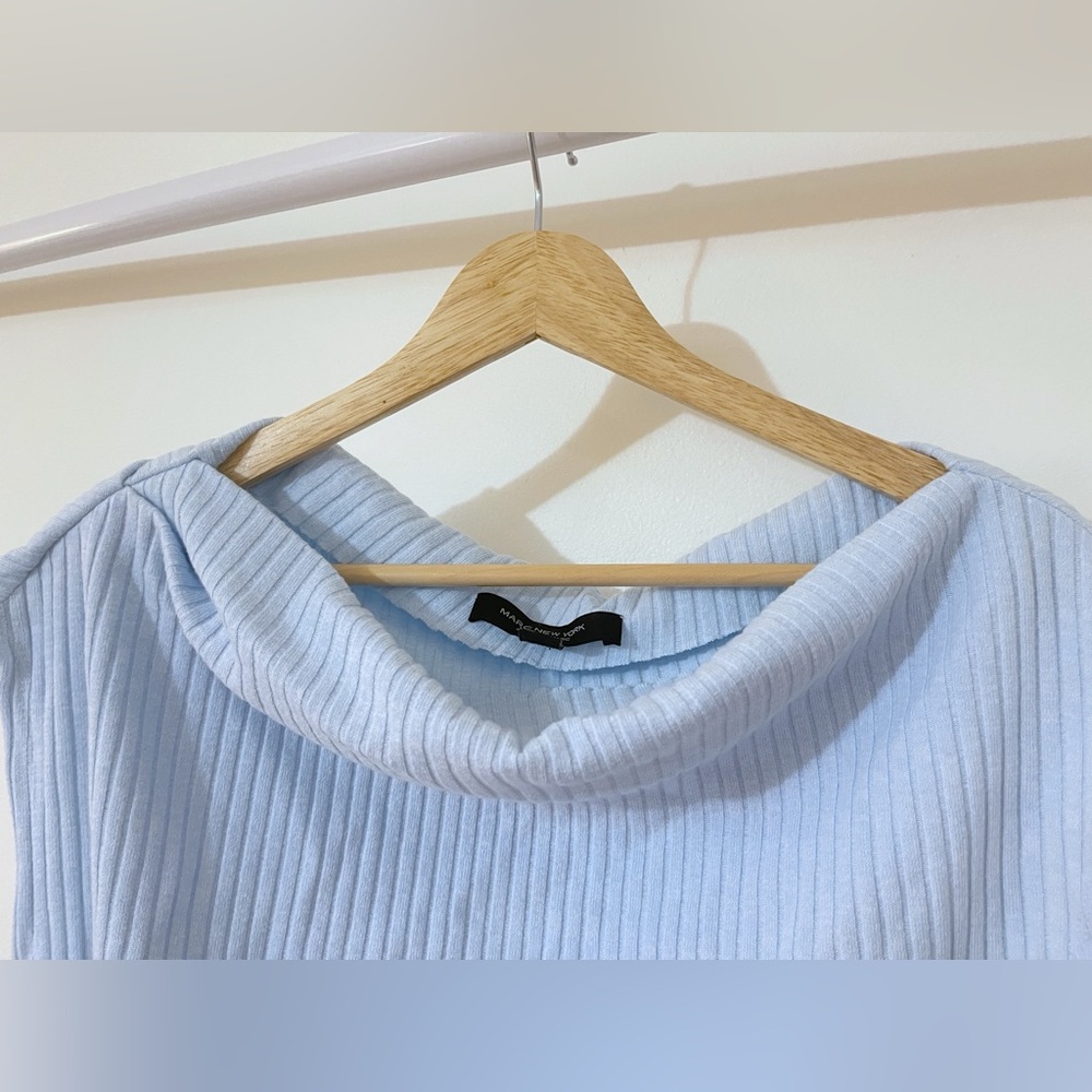 Marc New York Ribbed Cowl Neck Top | Elegant Minimal Sleeveless Top | Size L - Picture 3 of 8